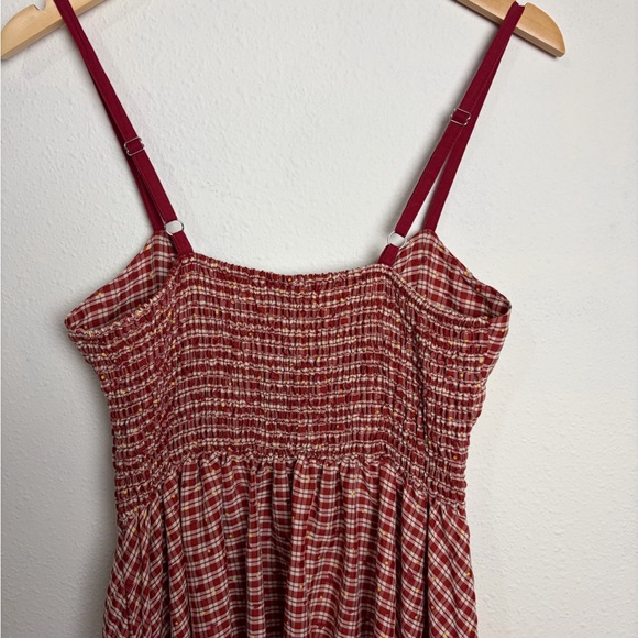 Unique Vintage Red beige Hearts Checkered Midi Dress sundress sz M gingham - Picture 8 of 10